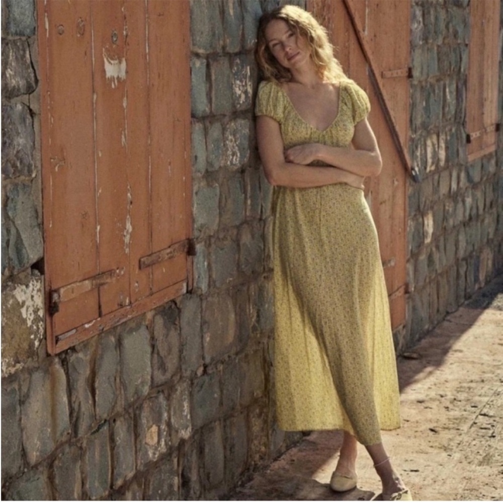 Doen Sofia Floral Maxi Dress Yellow Moonflower